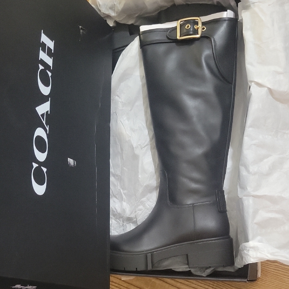 Coach Black Leather Riding Boots